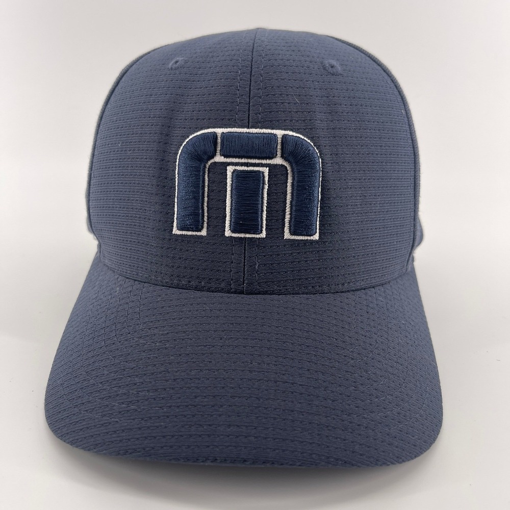 Travis Mathew Flexfit Hat Navy Blue Embroidered Logo Baseball Cap